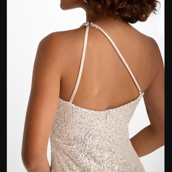 NWT Express Sequin One Shoulder Formal Maxi Dress, Berry Pink, XL - Picture 4 of 4